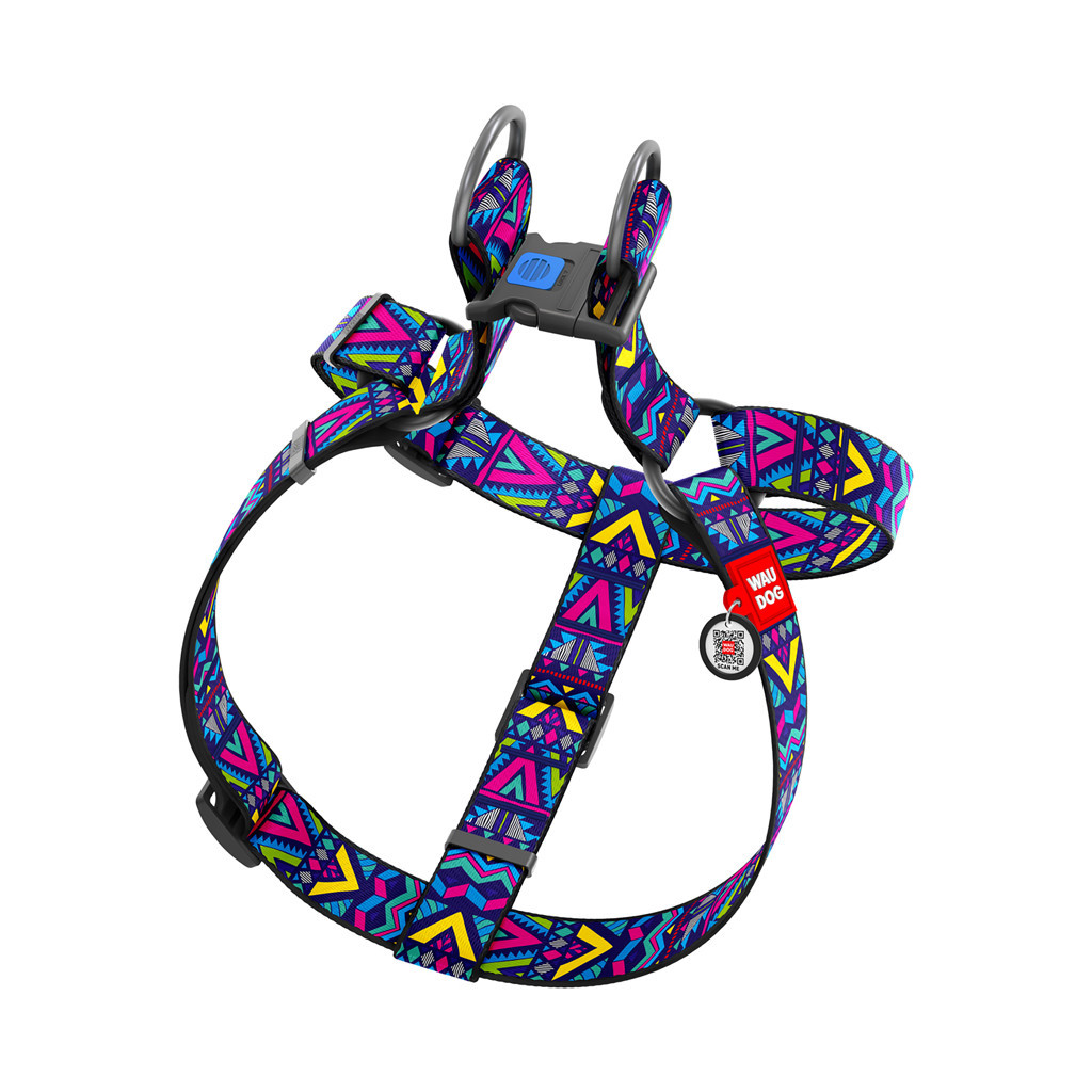 Шлея для собак WAUDOG Nylon з QR паспортом "Інді" пластиковий фастекс XL (324-0016) - изображение 2