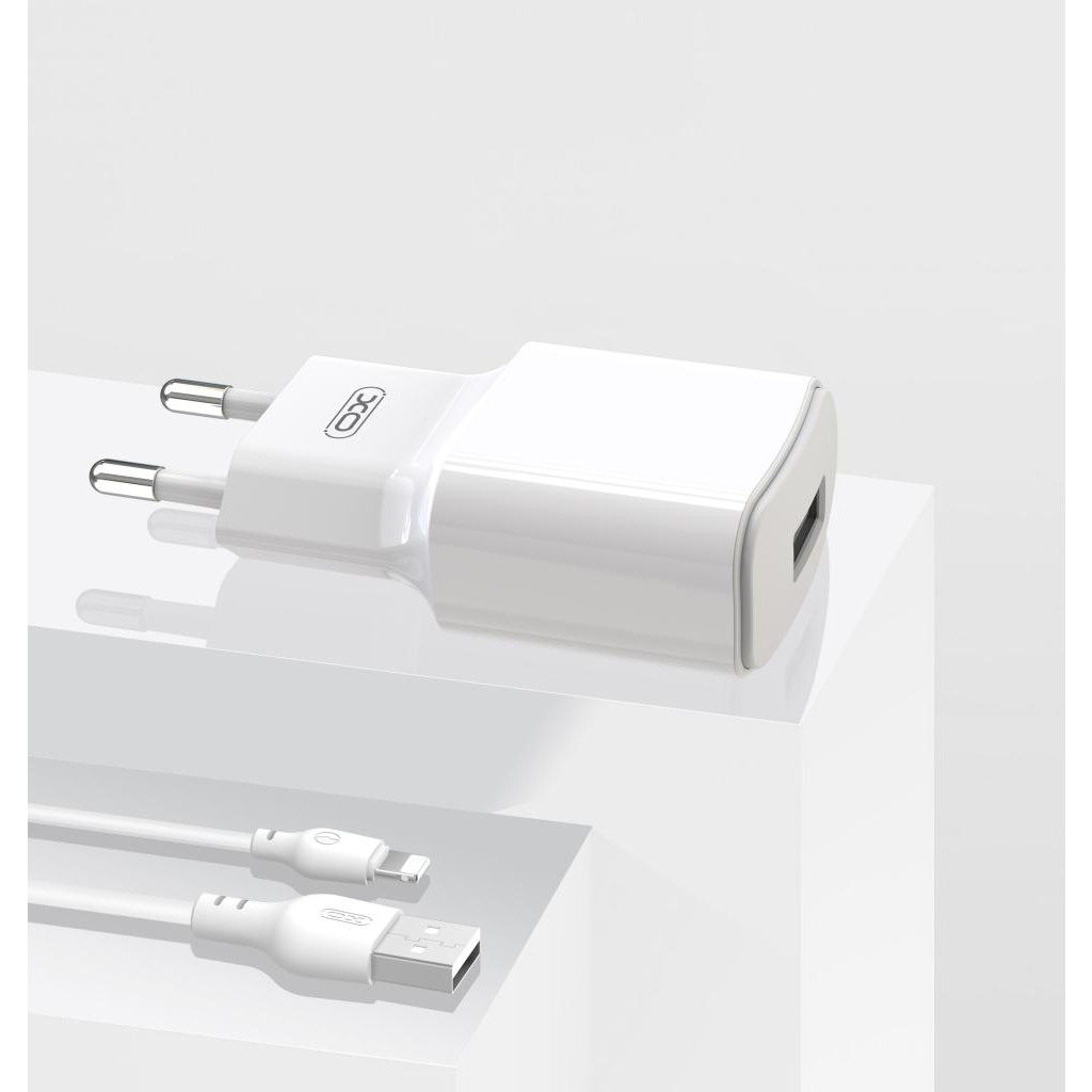 Зарядний пристрій XO L73 2.4A/1USB + cable lightning White (XO-L73i-WH) - зображення 2