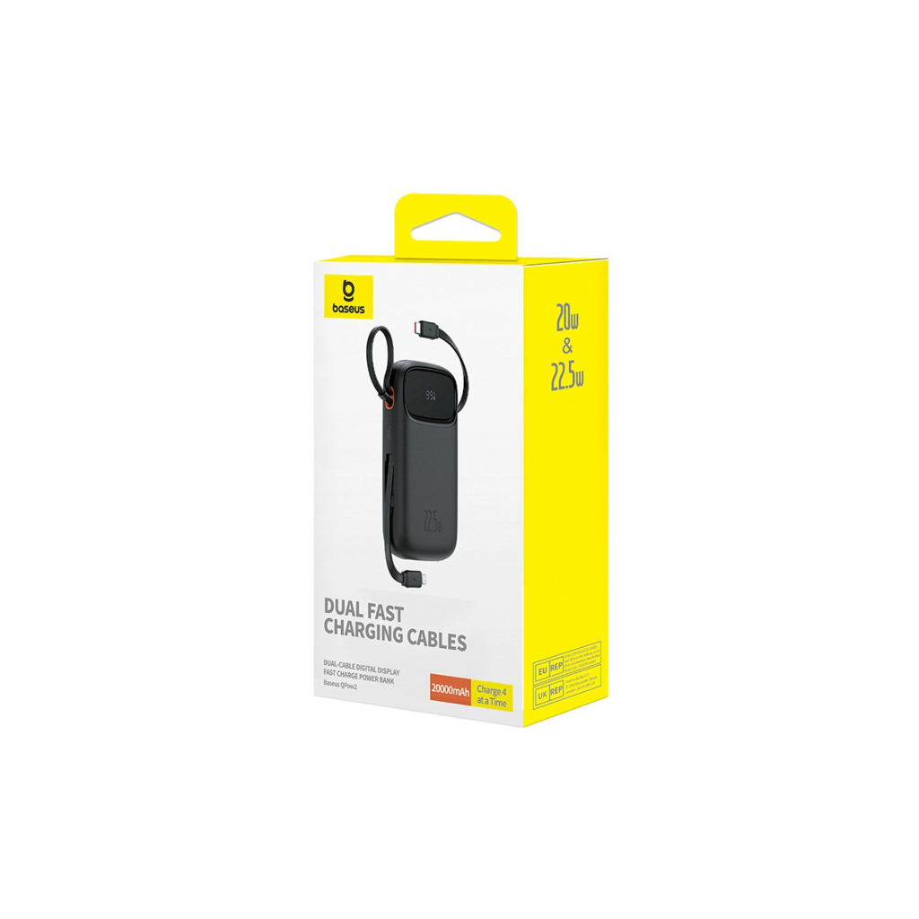 Батарея універсальна Baseus Qpow2 20000mAh 22.5W PD, QC/3.0, Black (P10055002113-00) - picture 8