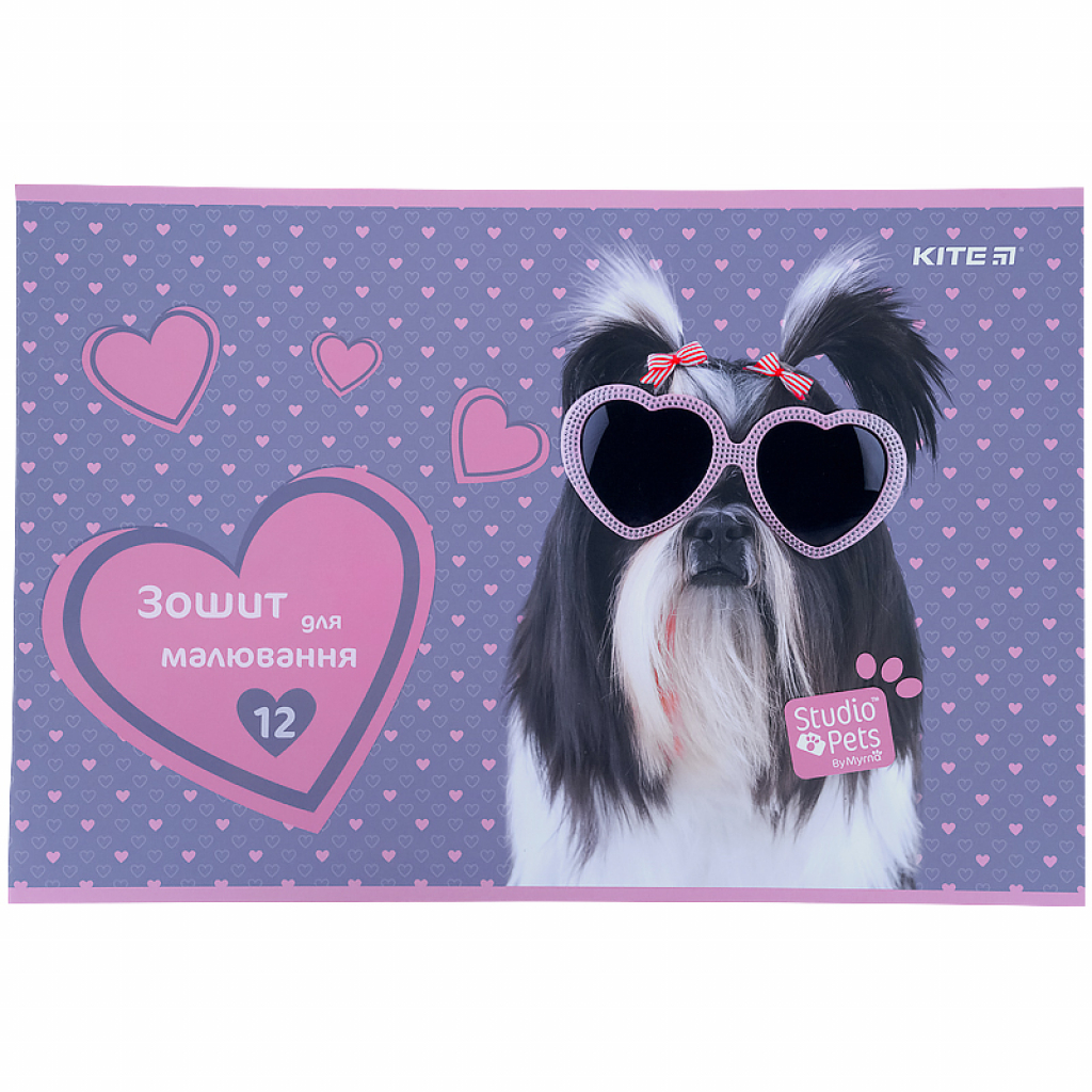 Альбом для малювання Kite Studio Pets скоба 12 аркушів 4 дизайни (SP21-241) - зображення 2