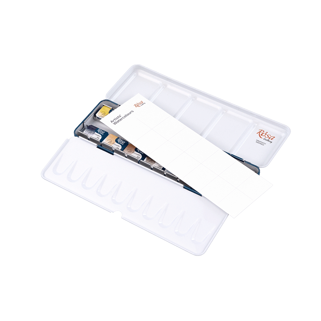 Акварельні фарби Rosa Gallery Portrait, в металевому пеналі, 14 кол., кювета (4823098539766) - изображение 5