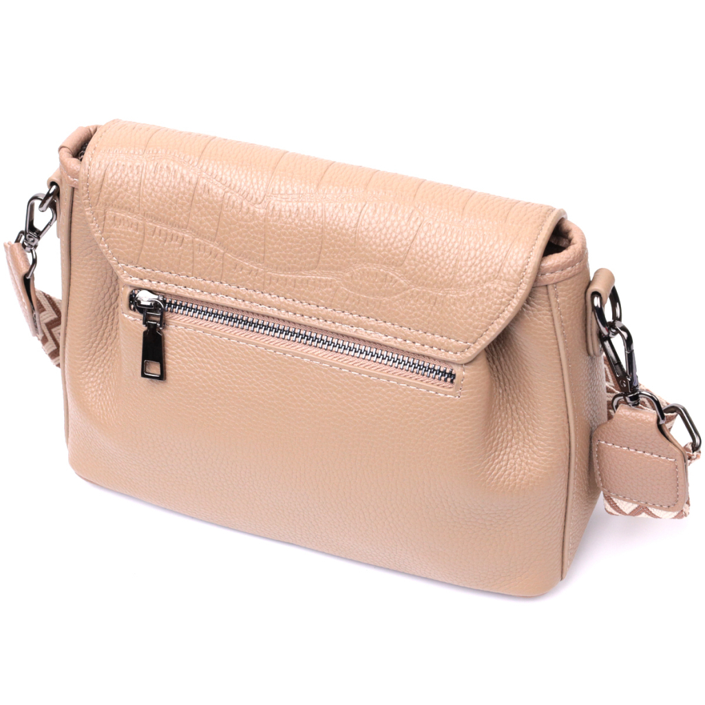 Сумка Vintage Жіноча з фактурним клапаном з натуральної шкіри Пудрова (22329) - зображення 2