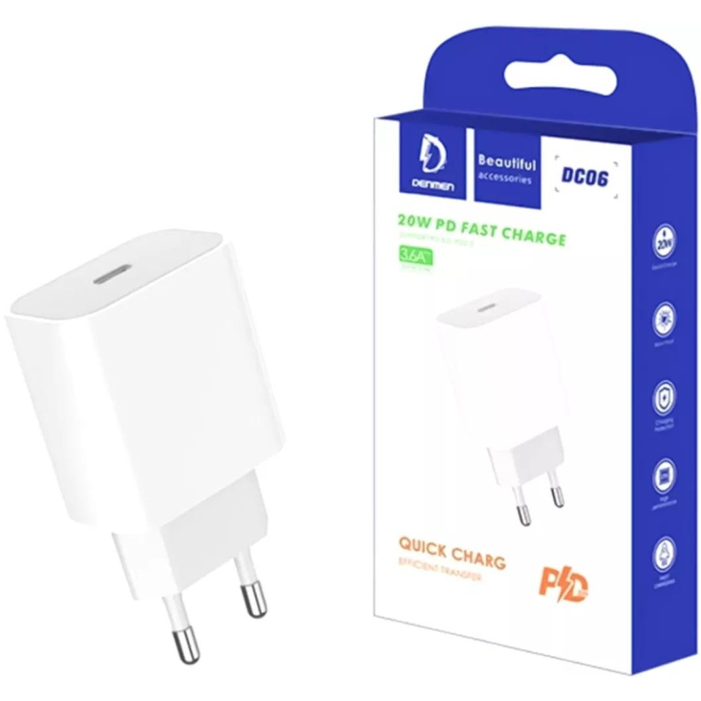 Зарядний пристрій Denmen USB-C PD20W 3.6A white (DM-DC06-WH) - зображення 4