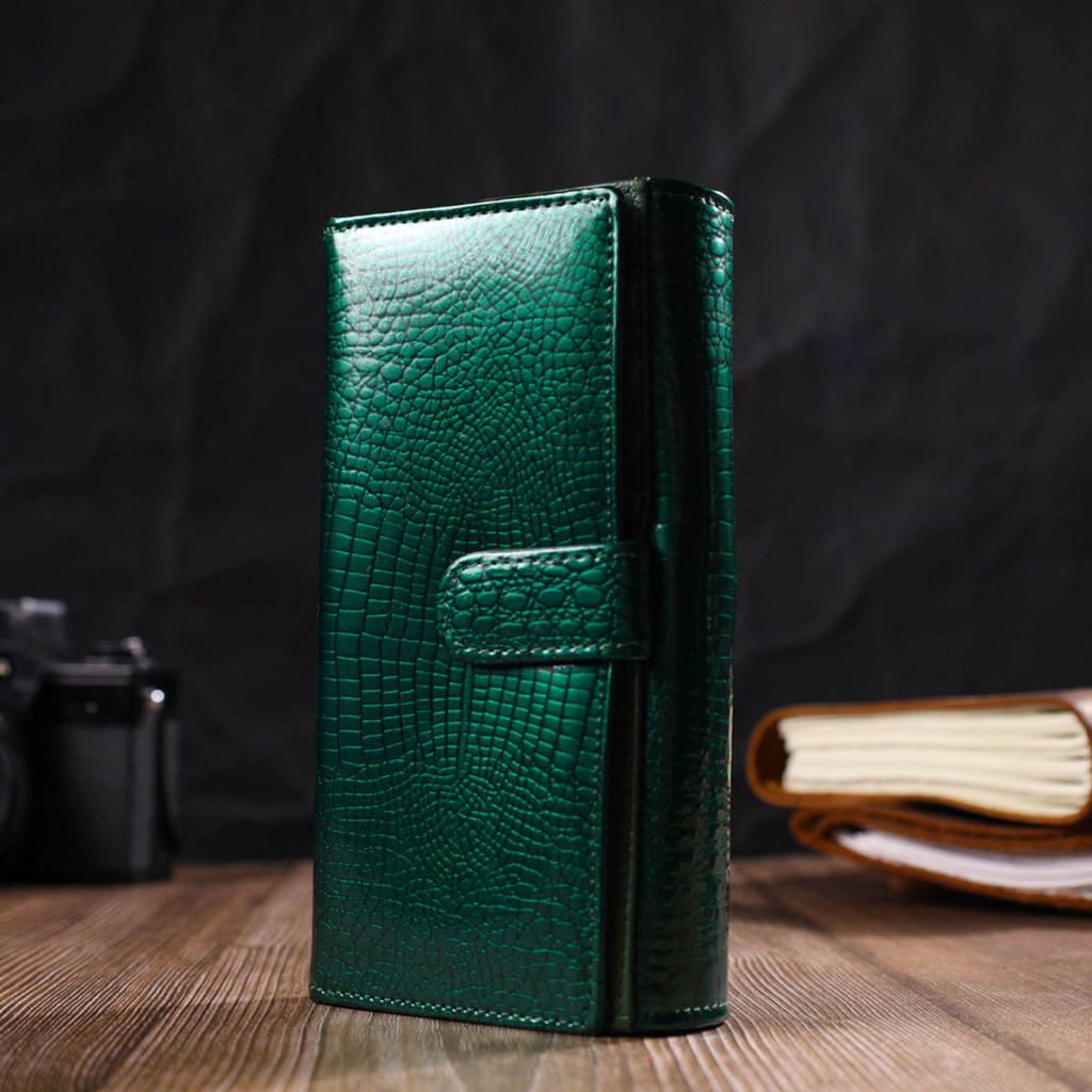 Гаманець ST Leather З натуральної шкіри Зелений (19424) - зображення 9