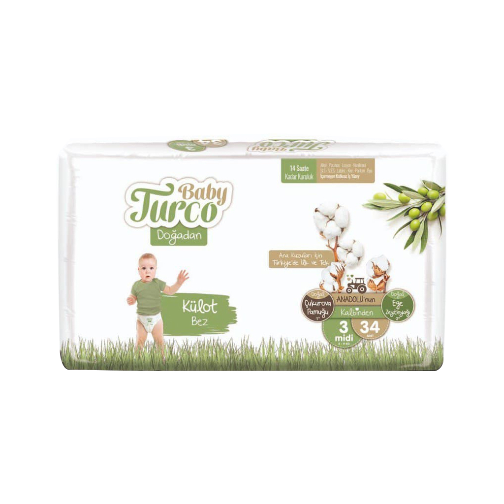 Підгузки Baby Turco Midi, Розмір 3 (5-9 кг) 34 шт (8682241200030) - зображення 1