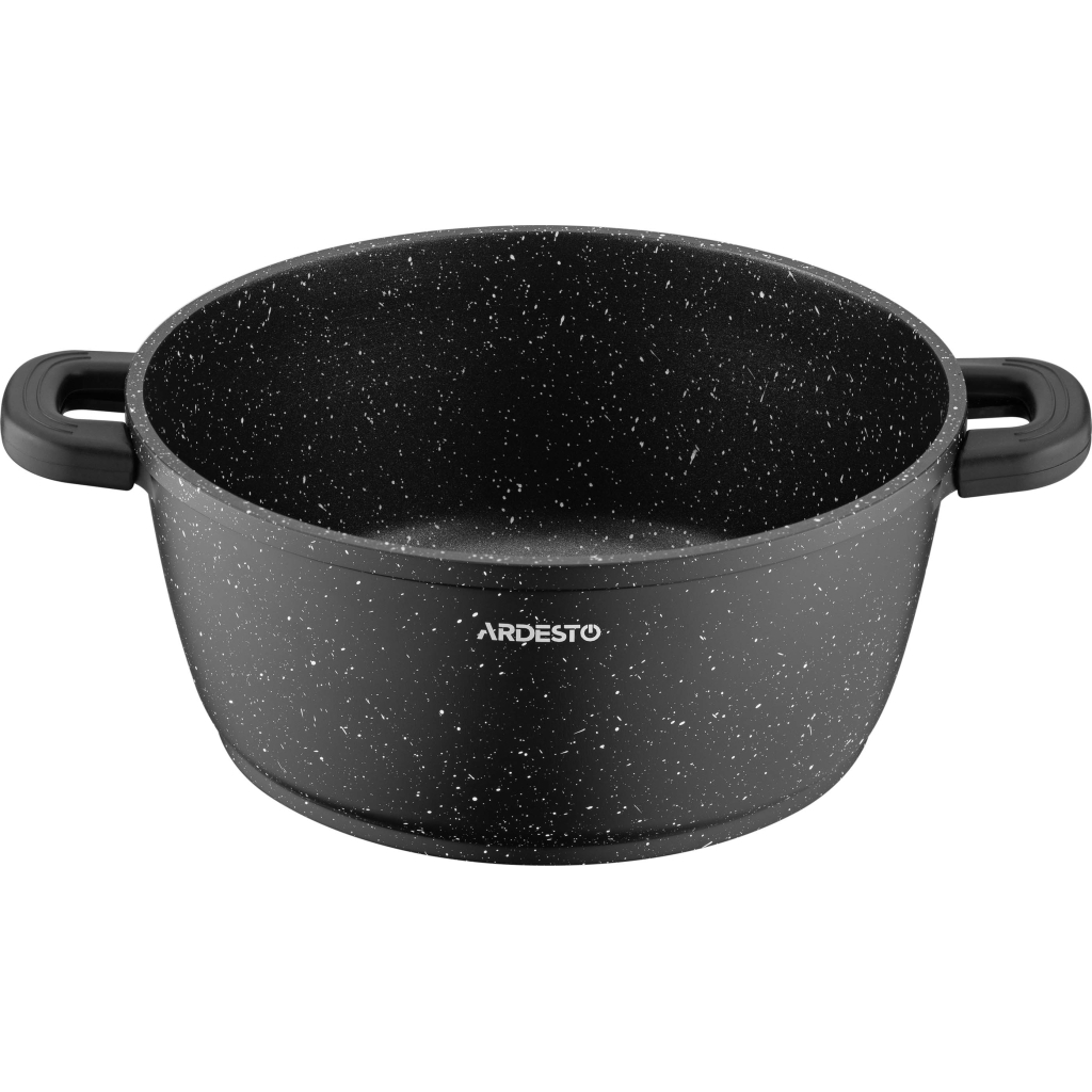 Каструля Ardesto Gemini Anzio скляна кришка 24 см 4,4 л чорна (AR2424GE) - изображение 4
