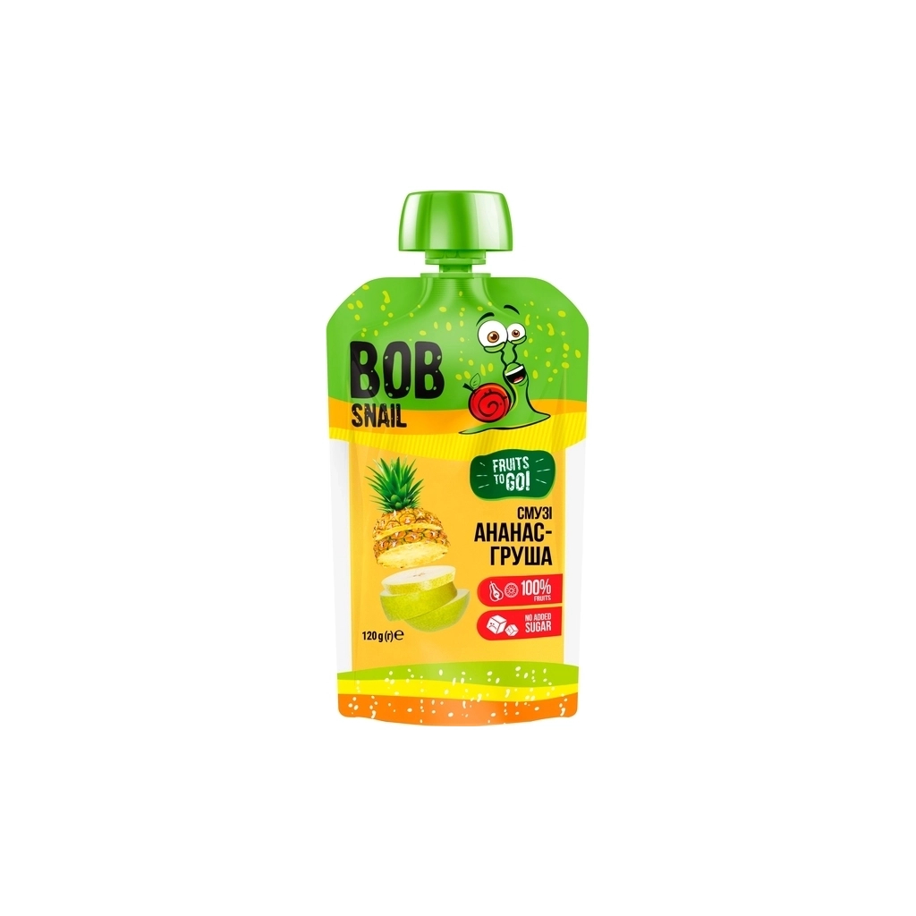 Дитяче пюре Bob Snail Равлик Боб Смузі Ананас-Груша, пастеризоване, 120 г (4820219343653) - зображення 1