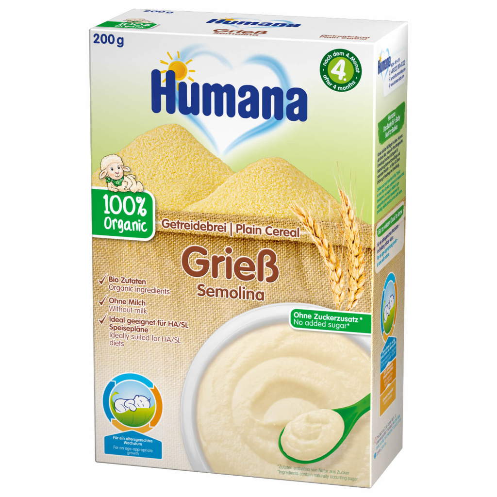 Дитяча каша Humana Plain Cereal Semolina пшенична 200 г (4031244775528) - зображення 1