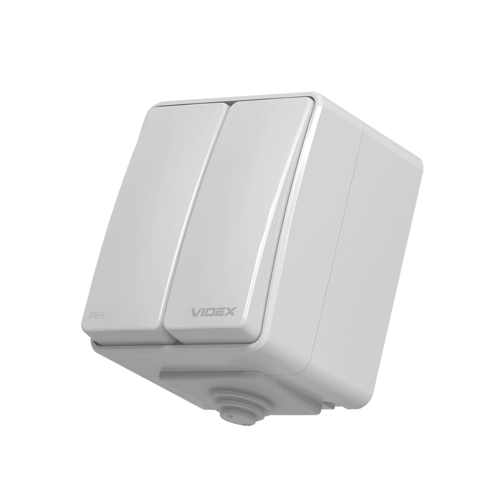 Вимикач Videx BINERA IP65 зовнішній 2кл сірий (VF-BNW12-G) - изображение 1
