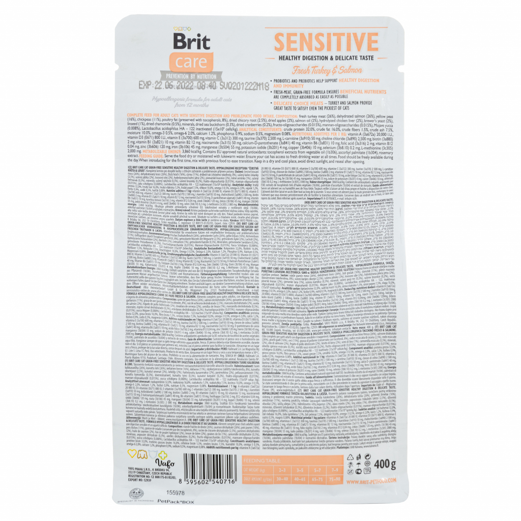 Сухий корм для кішок Brit Care Cat GF Sensitive HDigestion and Delicate Taste 400 г (8595602540716) - зображення 2