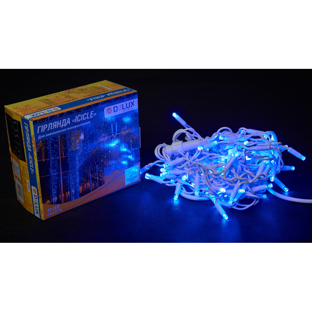 Гірлянда Delux ICICLE flash 75LED 2 х 0.7 м синій/білий IP44 EN (90012957) - зображення 2