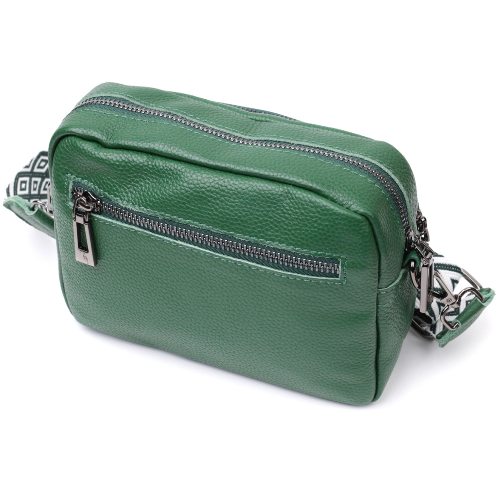 Сумка Vintage Крос-боді з натуральної шкіри Зелена (22296) - зображення 2