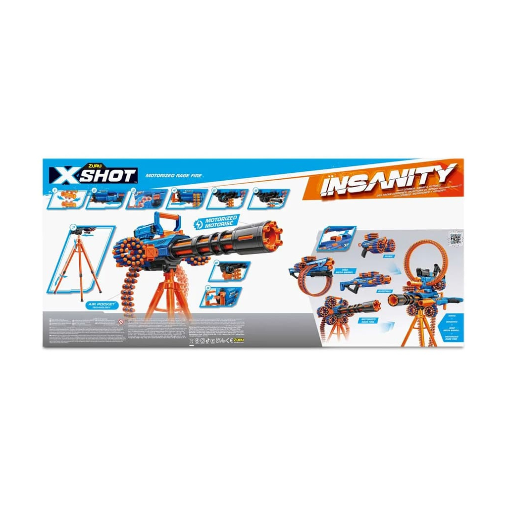 Іграшкова зброя Zuru X-Shot Швидкострільний бластер Insanity-Motorized Rage Fire Gatlin Gun зі штативом (72 патронів) (36605R) - зображення 6