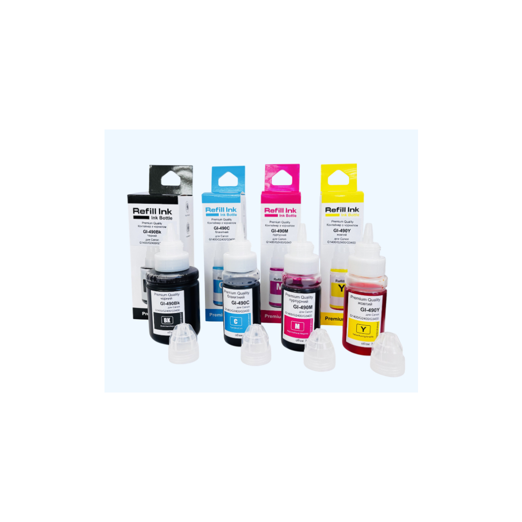 Чорнило Premium Quality Canon GI-490 SET B135ml, C/M/Y 70ml (70264942) - зображення 1