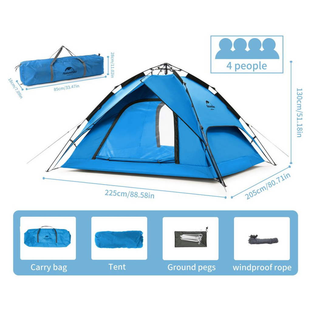 Намет Naturehike NH21ZP008 4x Blue (6927595777558) - зображення 6