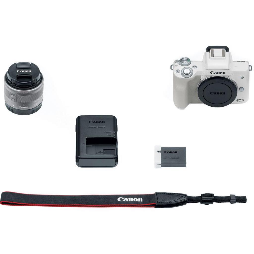 Цифровий фотоапарат Canon EOS M50 15-45 IS STM Kit White (2681C057) - зображення 9