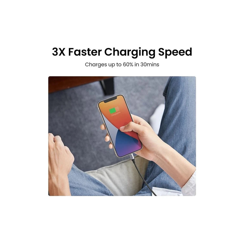 Дата кабель USB-C to Lightning 1.0m US304 MFI Black Ugreen (US304/60759) - зображення 6