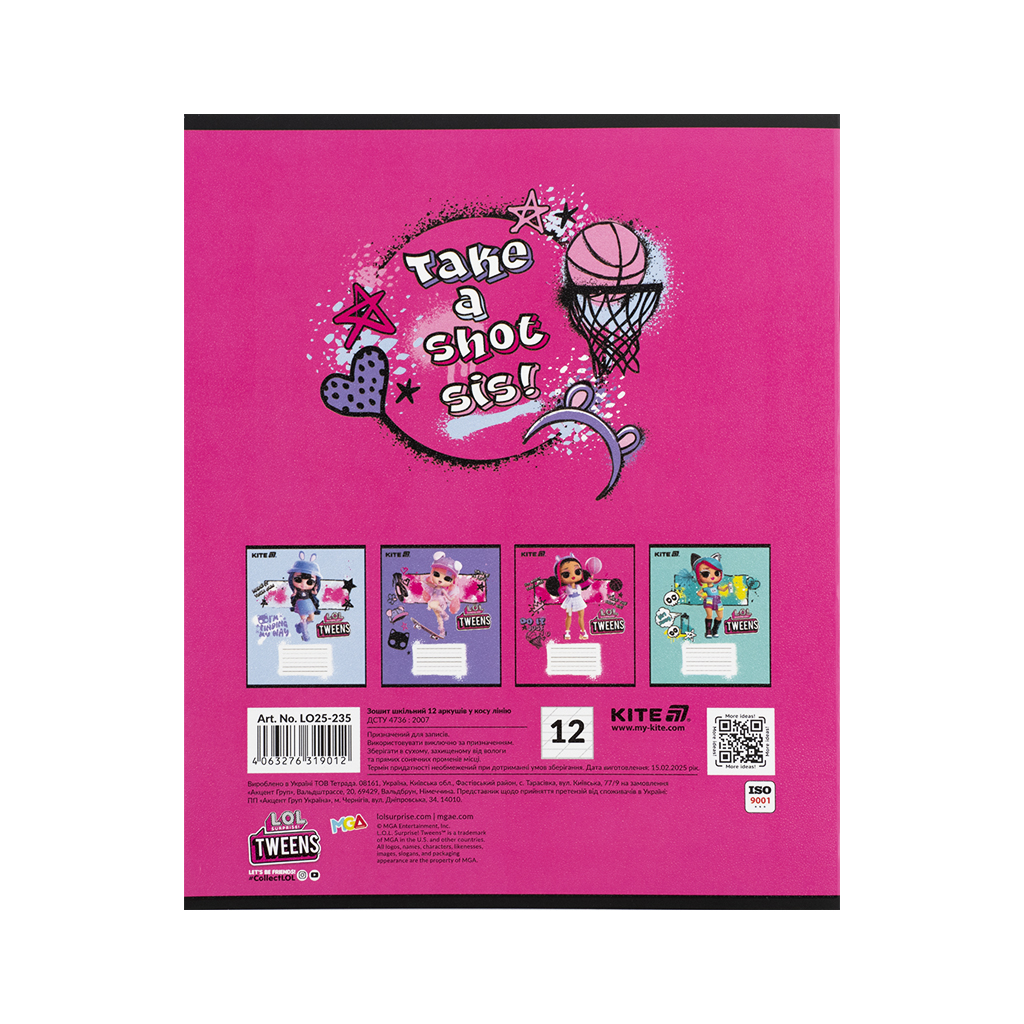 Зошит Kite LOL, 12 аркушів, коса лінія (LO25-235) - зображення 7