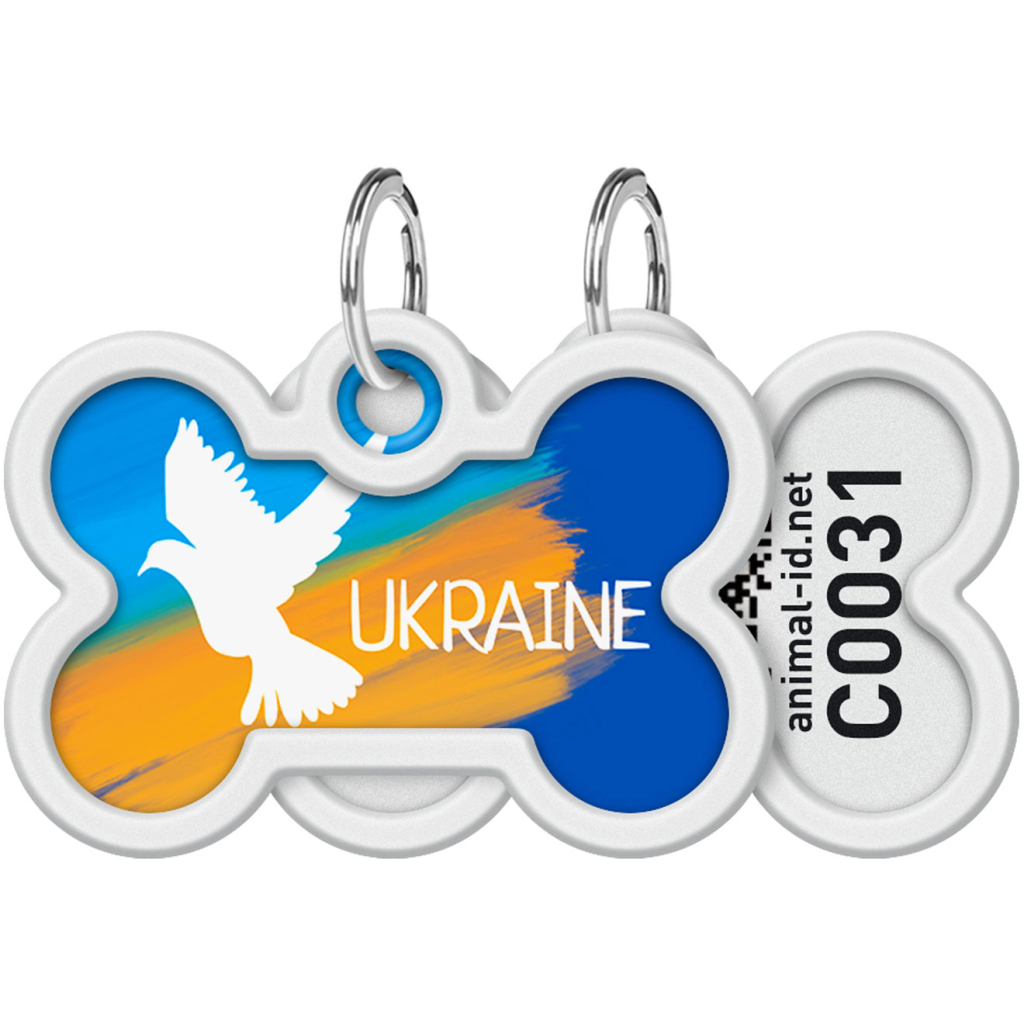 Адресник для тварин WAUDOG Smart ID з QR паспортом "Прапор", кістка 40х28 мм (0640-0229) - зображення 1