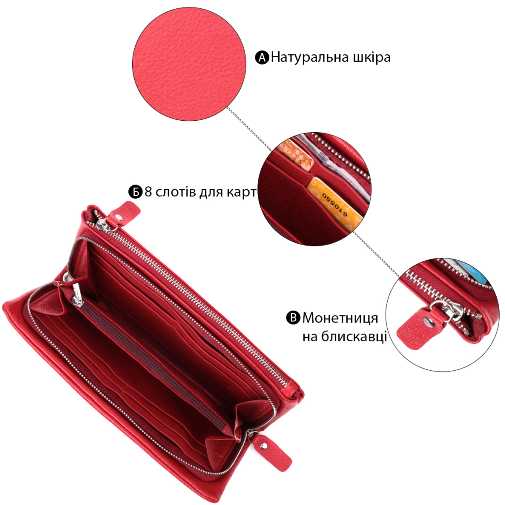 Гаманець ST Leather З натуральної шкіри Червоний (22526) - зображення 4