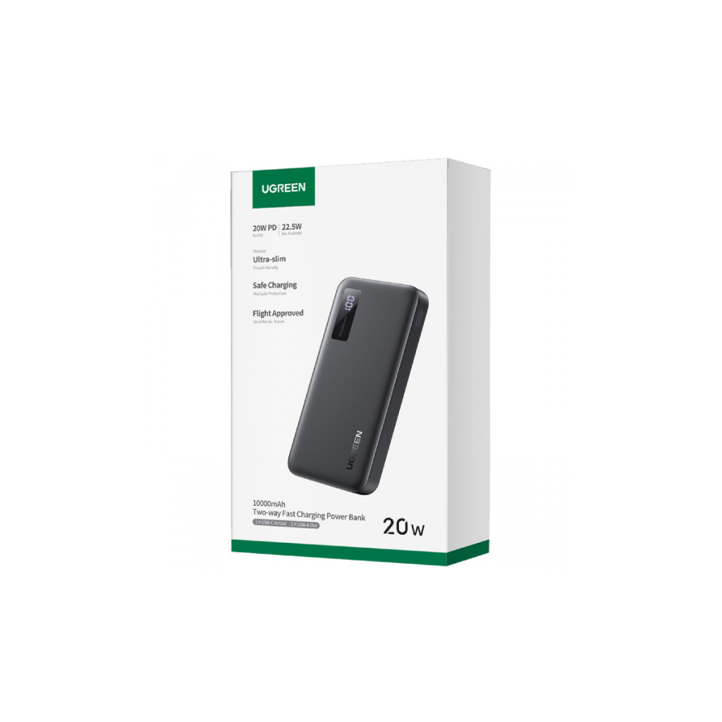 Батарея універсальна Ugreen 10000mAh 20W PD, QC/3.0, USB-A, USB-C Black (PB311) (25742) - зображення 3
