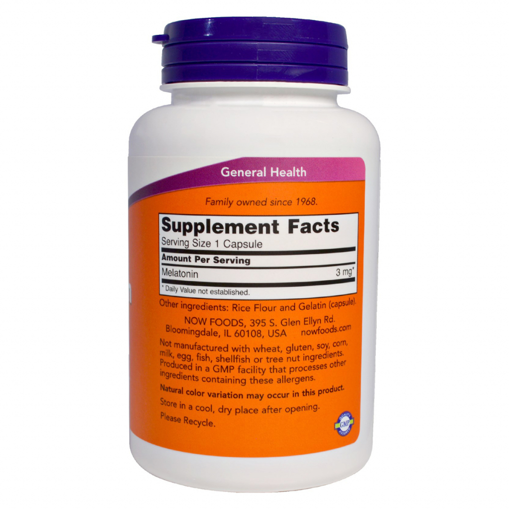 Амінокислота Now Foods Мелатонін 3 мг, 180 гелевих капсул (NOW-03257) - зображення 2