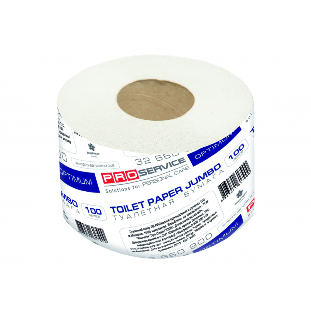 Туалетний папір PRO service Optimum одношаровий 100 м 1 рулон (4823071617900) - зображення 1