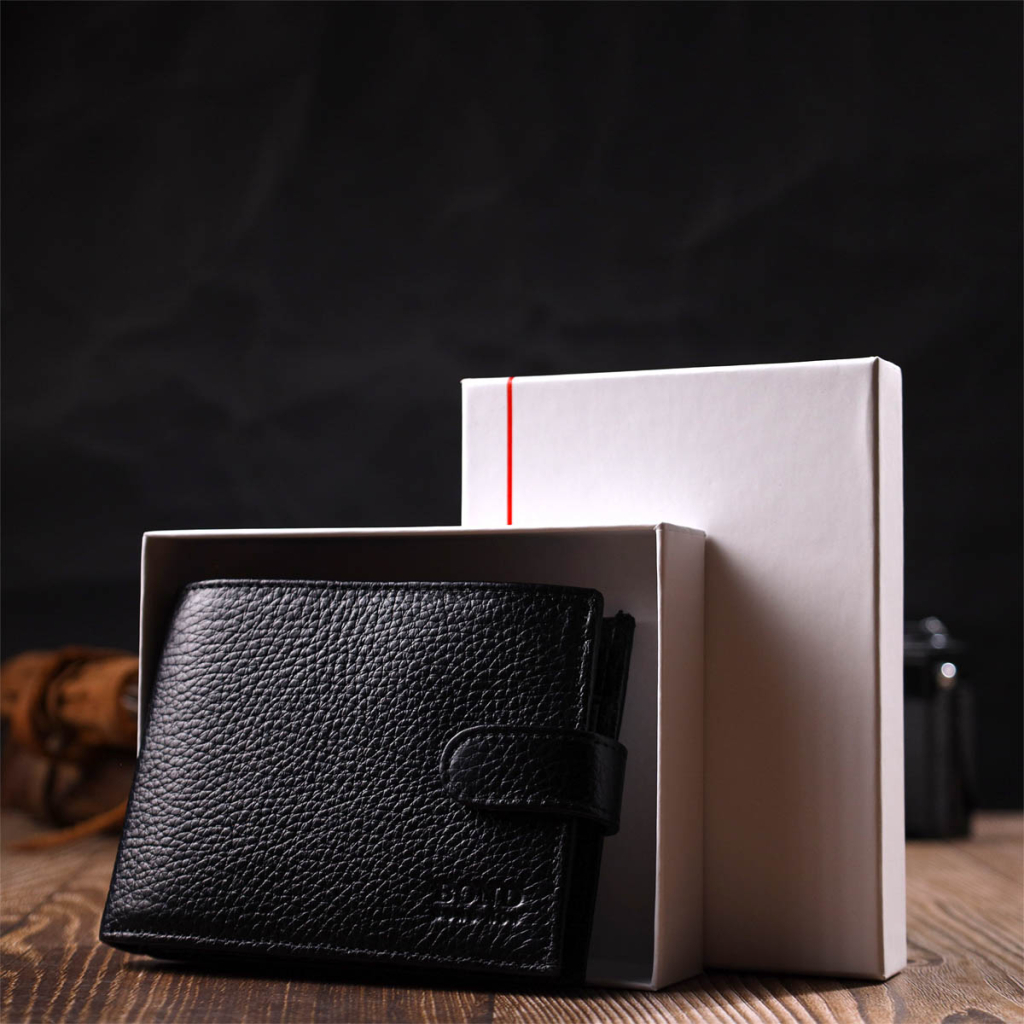 Портмоне Bond Accessories З натуральної зернистої шкіри Чорне (22059) - изображение 12