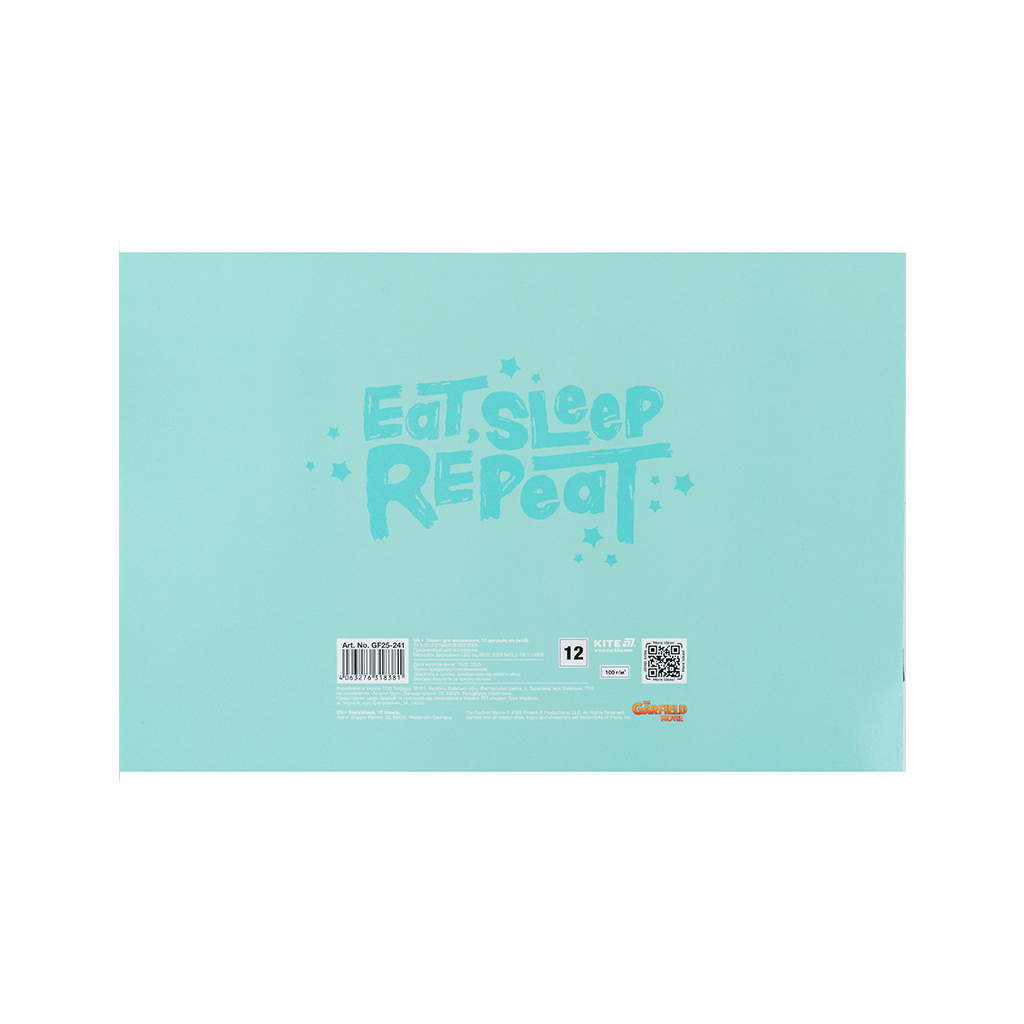 Альбом для малювання Kite Garfield, 12 аркушів (GF25-241) - изображение 8