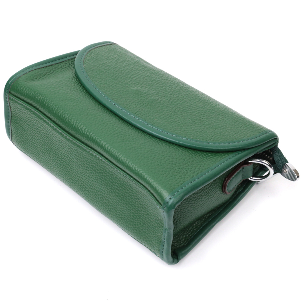 Сумка Vintage Компактна жіноча шкіряна з напівкруглим клапаном Зелена (22260) - зображення 3