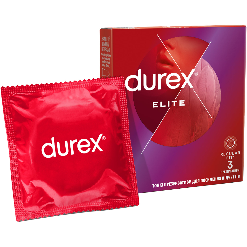 Презервативи Durex Elite латексні з силіконовою змазкою (тонкі) 3 шт. (5010232954236) - изображение 1