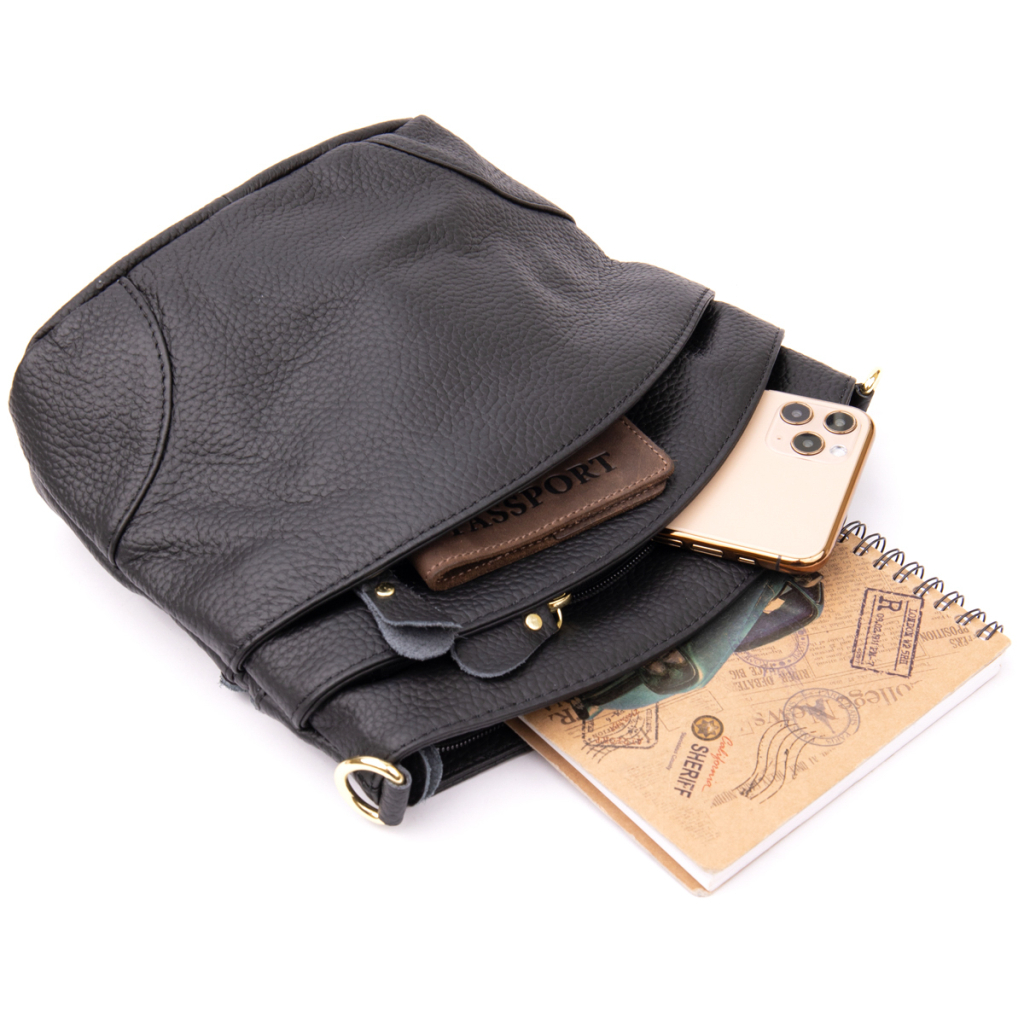 Сумка Vintage Жіноча компактна зі шкіри Чорна (20415) - зображення 6