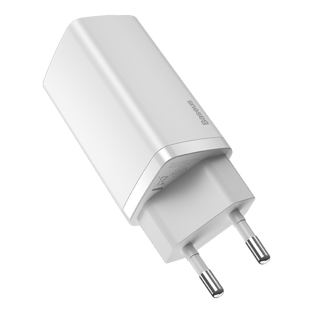 Зарядний пристрій Baseus 2xUSB 65W GaN (USB-C+USB-A) white (CCGAN2L-B02) - зображення 3