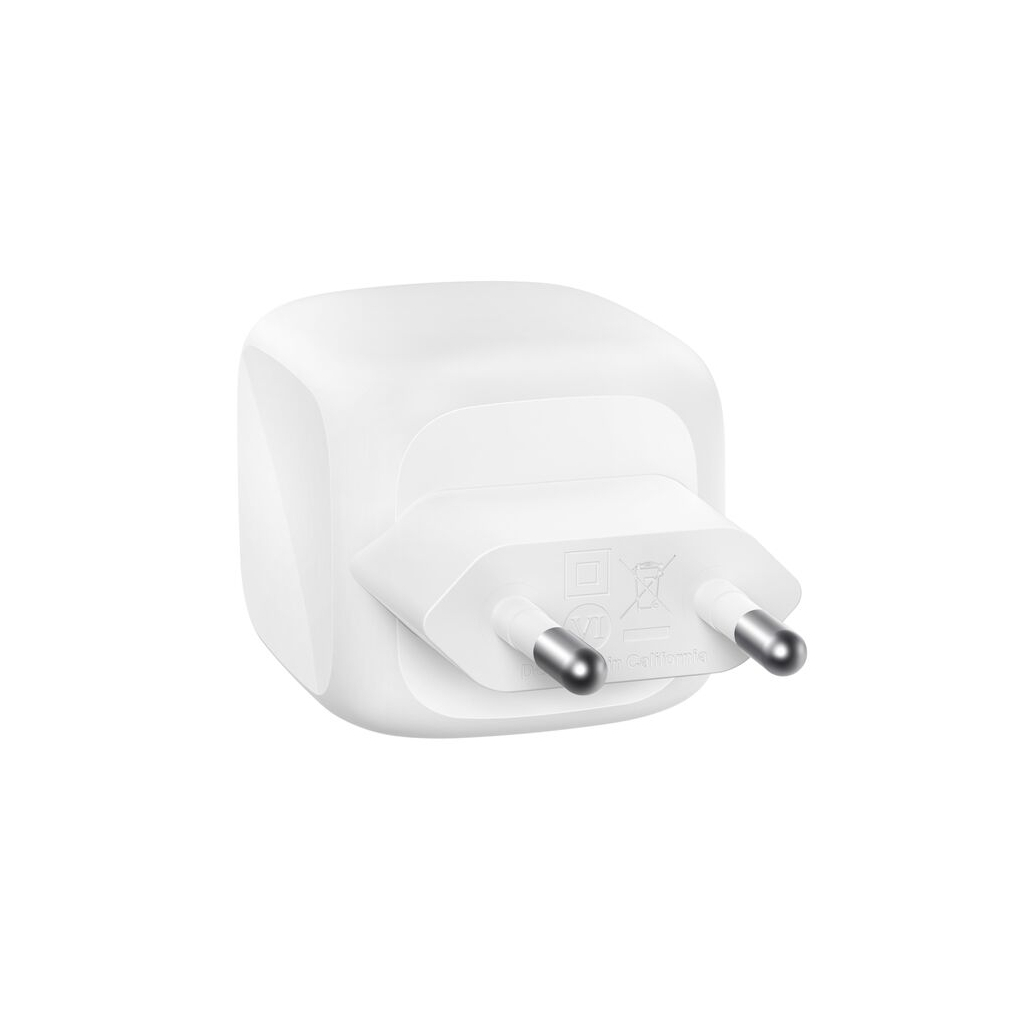 Зарядний пристрій Belkin 2xUSB-C PD50W GaN PPS + cable USB-C to USB-C 1.0m white (WCH019KQ1MWH-B6) - зображення 3