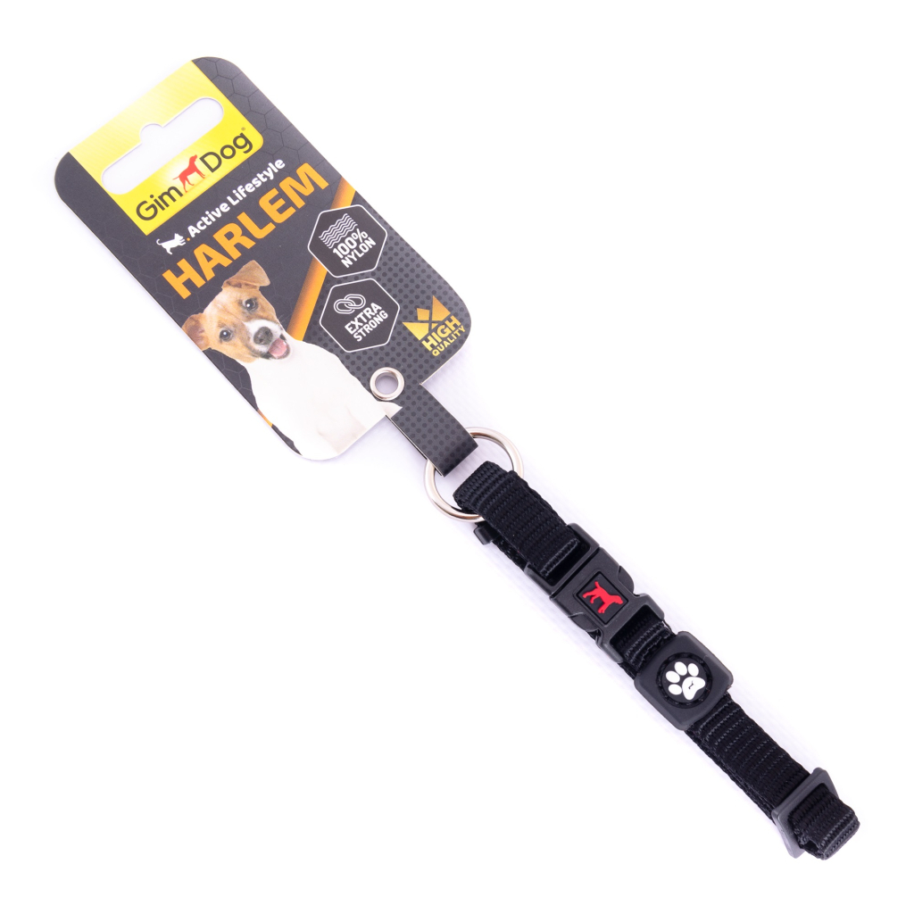 Нашийник для тварин GimDog Harlem нейлон 25-40 см/15 мм чорний (8009632058597) - зображення 1