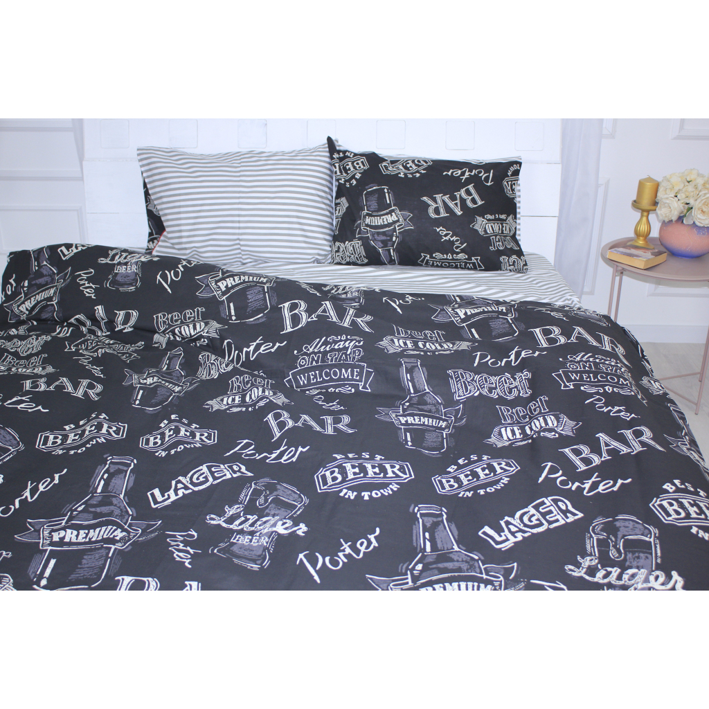 Постільна білизна MirSon Бязь 17-0510 Beer Bar blac Сімейний 160x220 (2200003631722) - зображення 2