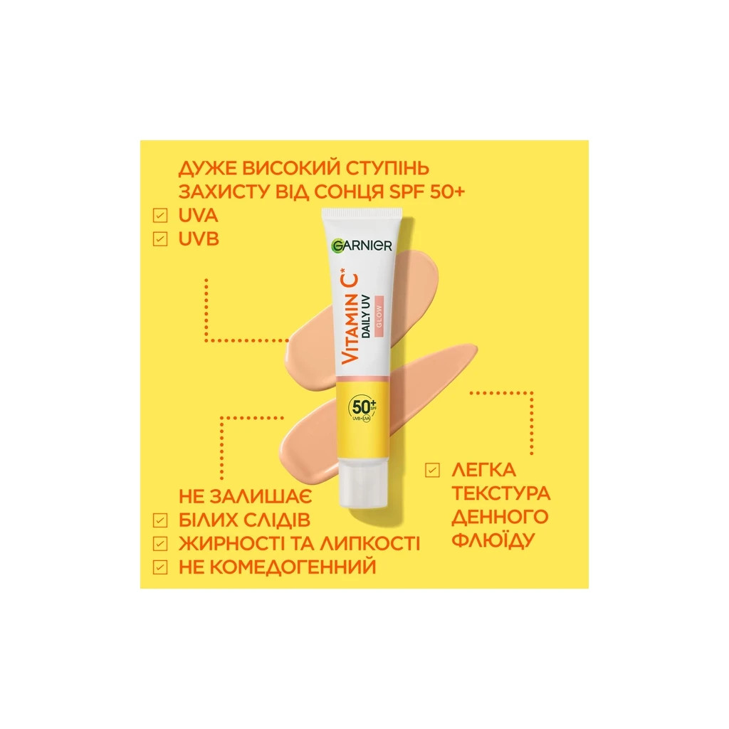 Засіб від засмаги Garnier Skin Naturals Сонцезахисний денний флюїд з вітаміном С SPF50+ 40 мл (3600542573023) - изображение 6