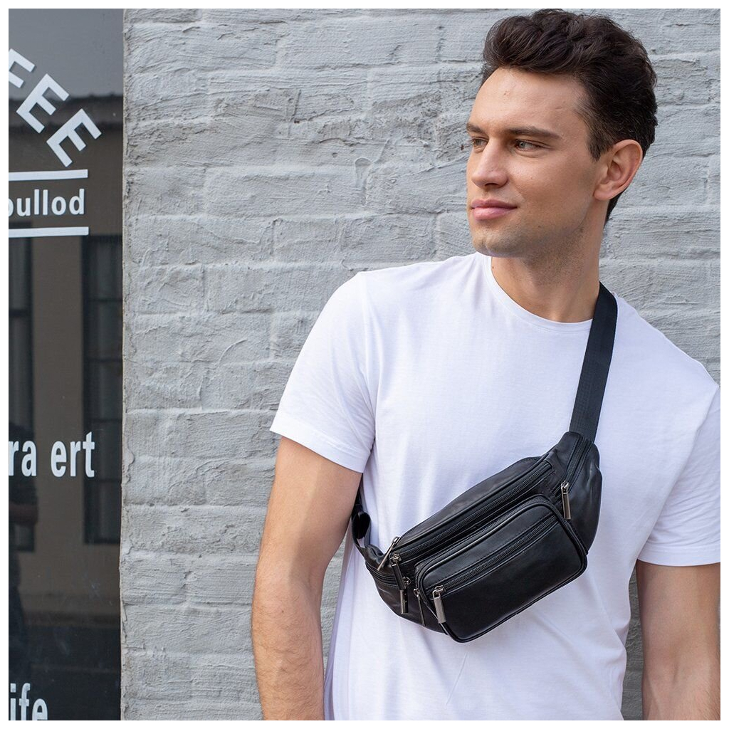 Сумка Vintage Поясна з овечої шкіри Чорна (20205) - зображення 11