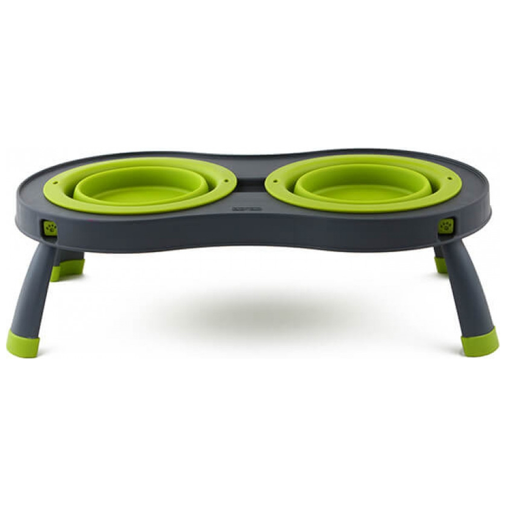 Посуд для собак Dexas Миска подвійна на складній підставці-велика 600 мл зелена (0084297306908) - изображение 2