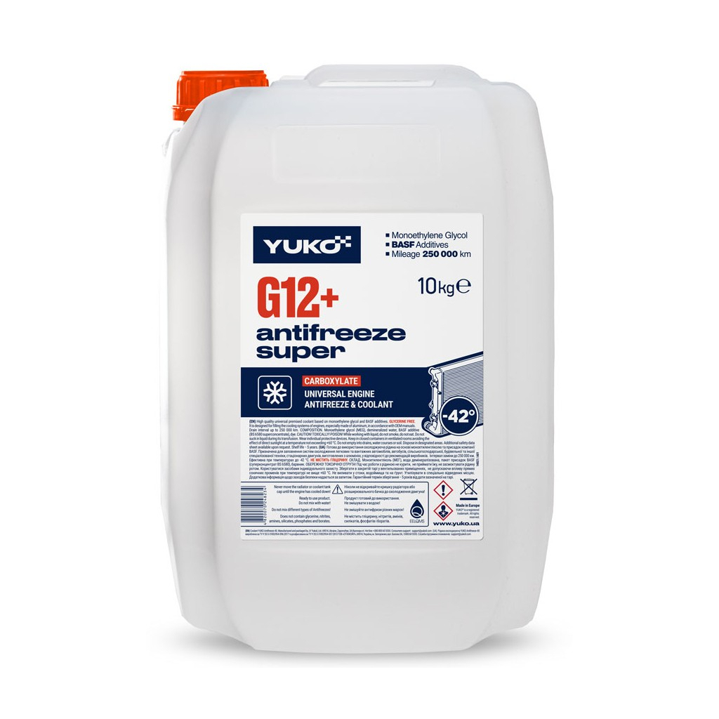 Антифриз Yuko -40 Super G12+ червоний 9л (10 кг.) (4820070248234) - изображение 1