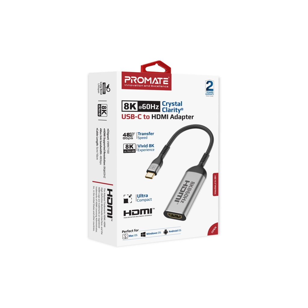 Адаптер USB-C to HDMI medialink-8k.grey Promate (medialink-8k.grey) - зображення 2