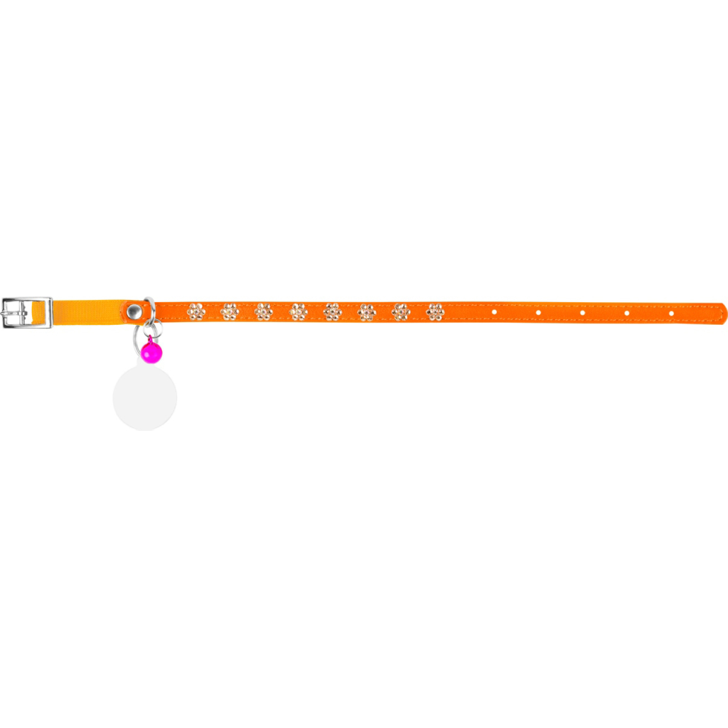 Нашийник для тварин WAUDOG GLAMOUR "Квіточка" з резинкою і стразами для кішок (помаранчевий) (32554) - зображення 3