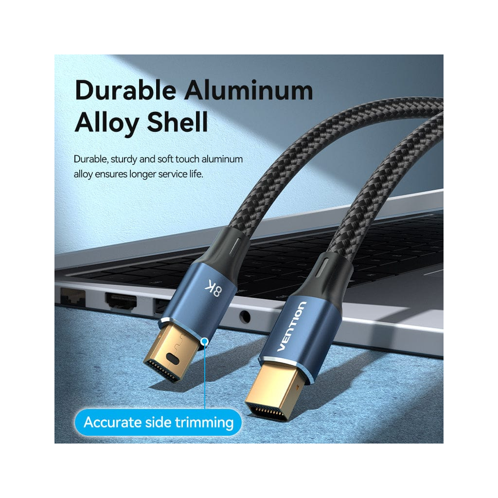 Кабель мультимедійний Mini DisplayPort to Mini DisplayPort 2.0m V1.4 8K 60Hz 32.4Gbps Blue Aluminum Alloy Vention (HCGLH) - изображение 6