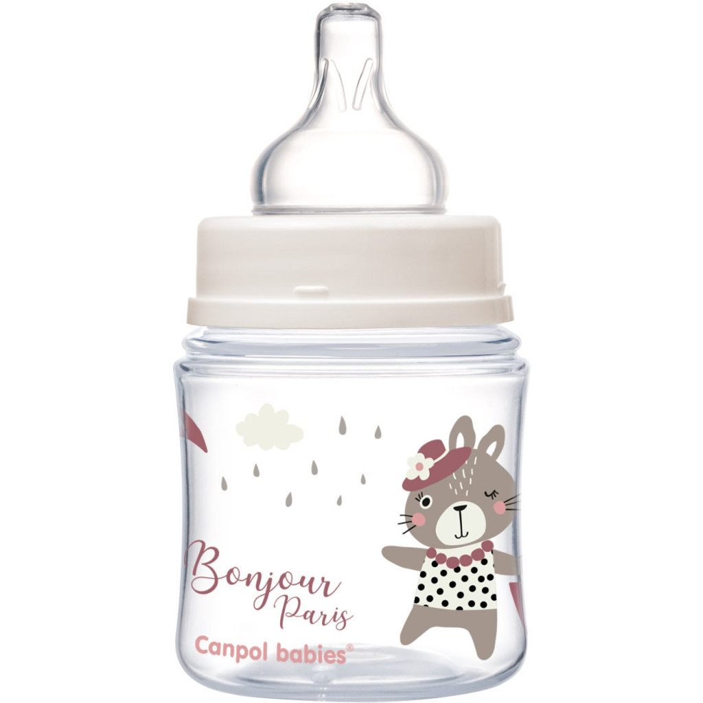 Пляшечка для годування Canpol babies Bonjour Paris з широким отвором 120 мл Рожева (35/231_pin) - зображення 3