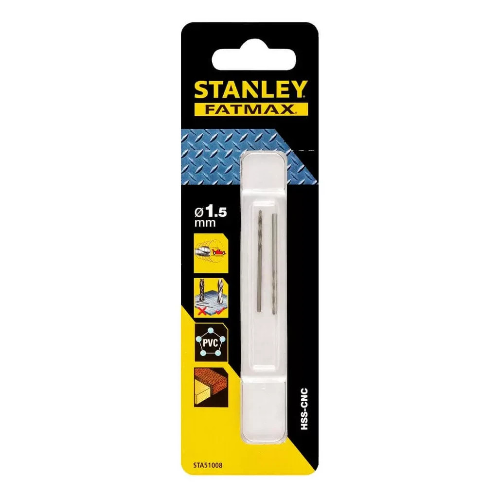 Свердло Stanley FatMax, по металу, d=1,5 мм., L=40 мм., WL=18 мм., 2 шт. (STA51008) - зображення 1