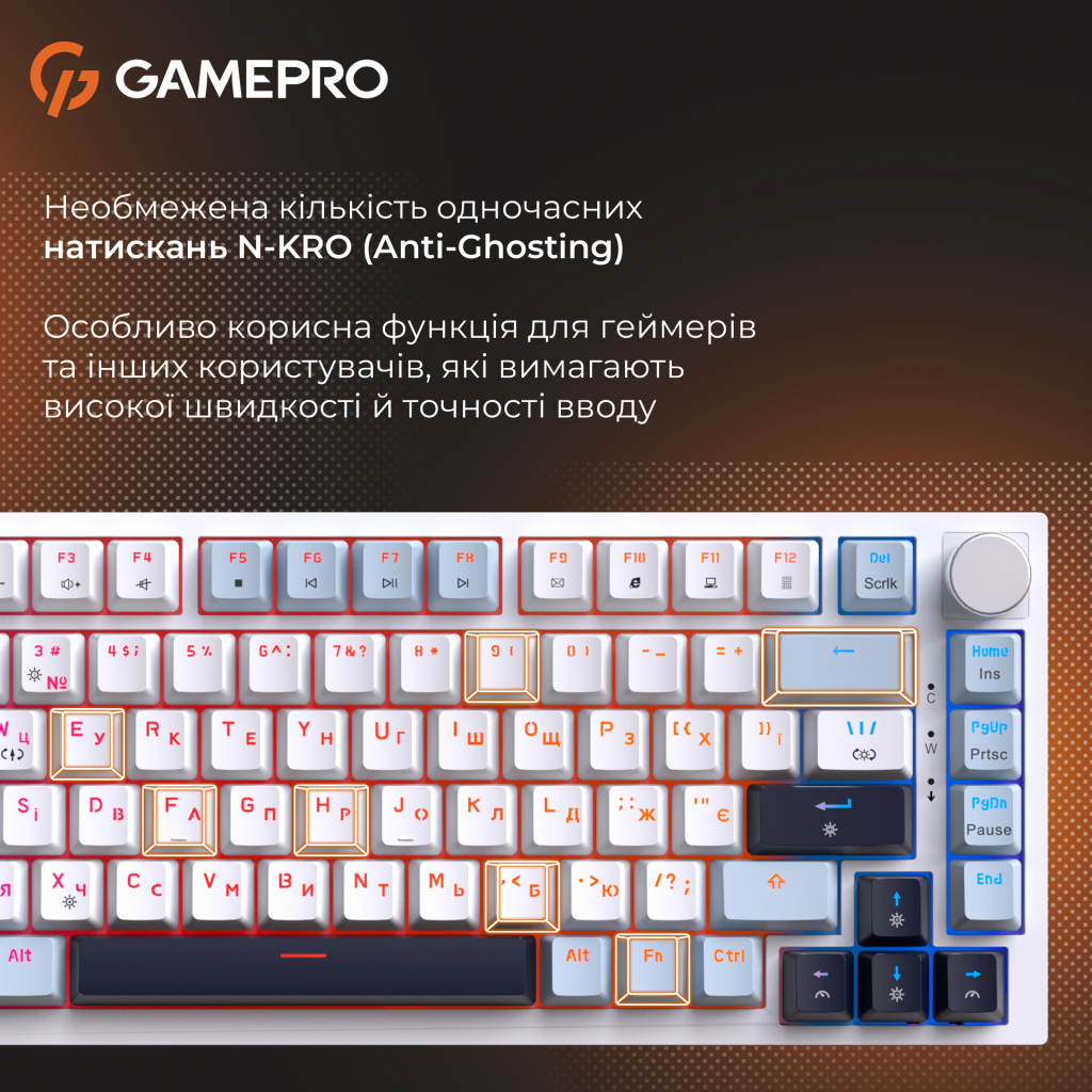 Клавіатура GamePro Genesis Warden MK160BL Outemu Swithes USB White (MK160BL) - зображення 9