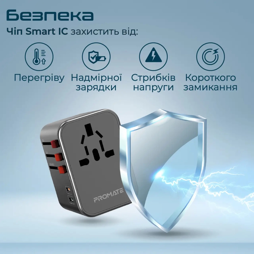 Зарядний пристрій Promate tripmate-36w.black - зображення 6