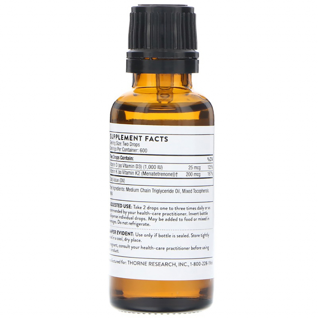 Вітамін Thorne Research Вітамін D3 і K2, Vitamin D / K2, 30 мл (THR-50001) - зображення 2