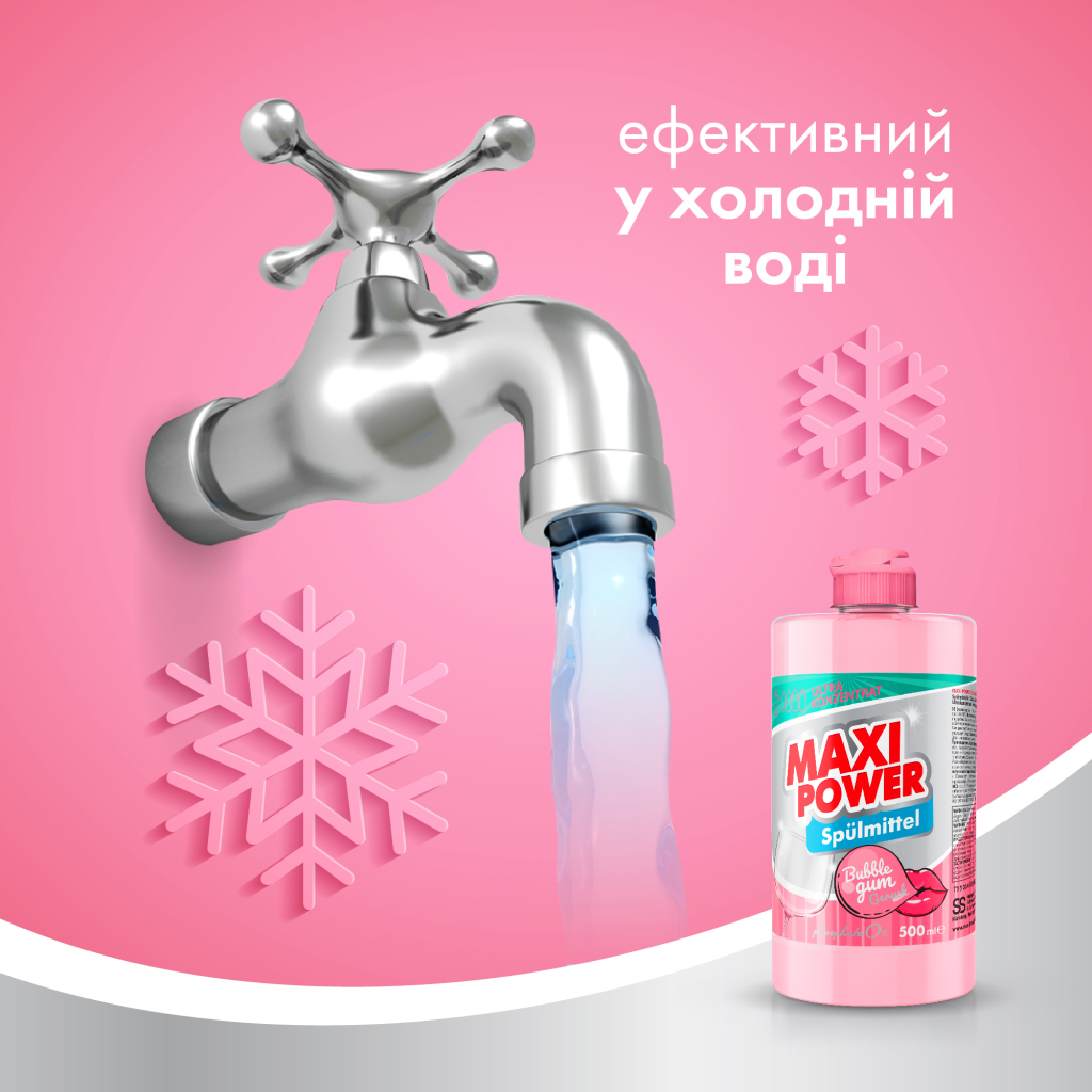 Засіб для ручного миття посуду Maxi Power Бабл Гам 500 мл (4823098411963) - зображення 4