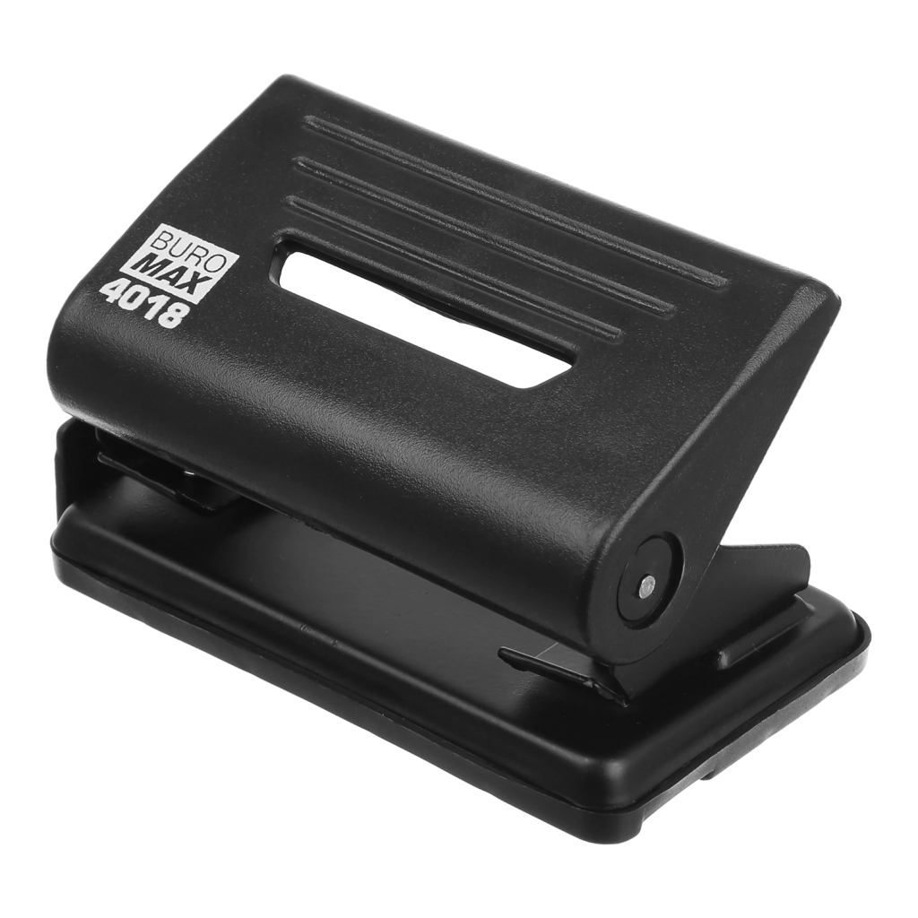Діркопробивач Buromax пластиковий, до 12 аркушів, 110 х 82 х 65 мм, чорний (BM.4018-01) - зображення 1